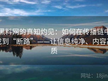 黑料网的真知灼见：如何在传播链中找到“断路”——让信息纯净、内容高质
